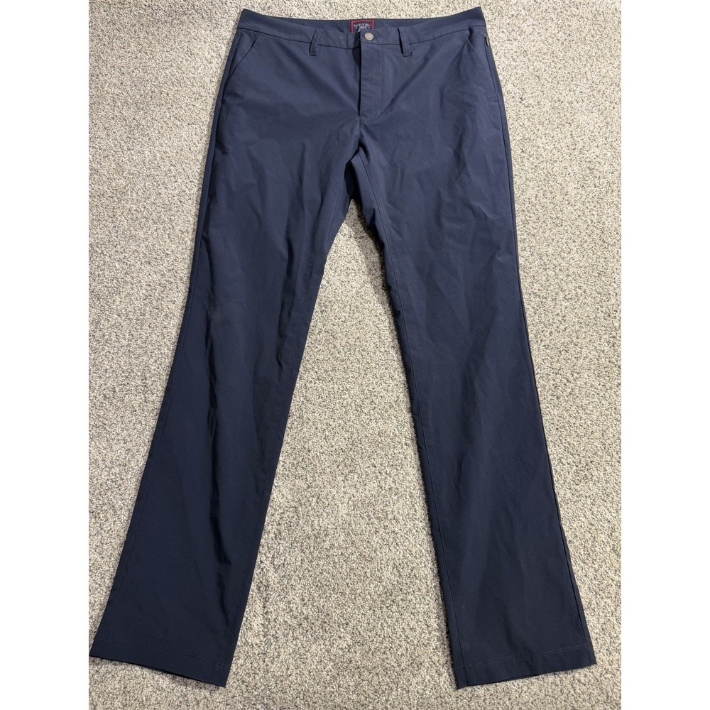 Untuckit Chancellor Pants Mens 35x34 Navy Blue Casual Polyester Golf